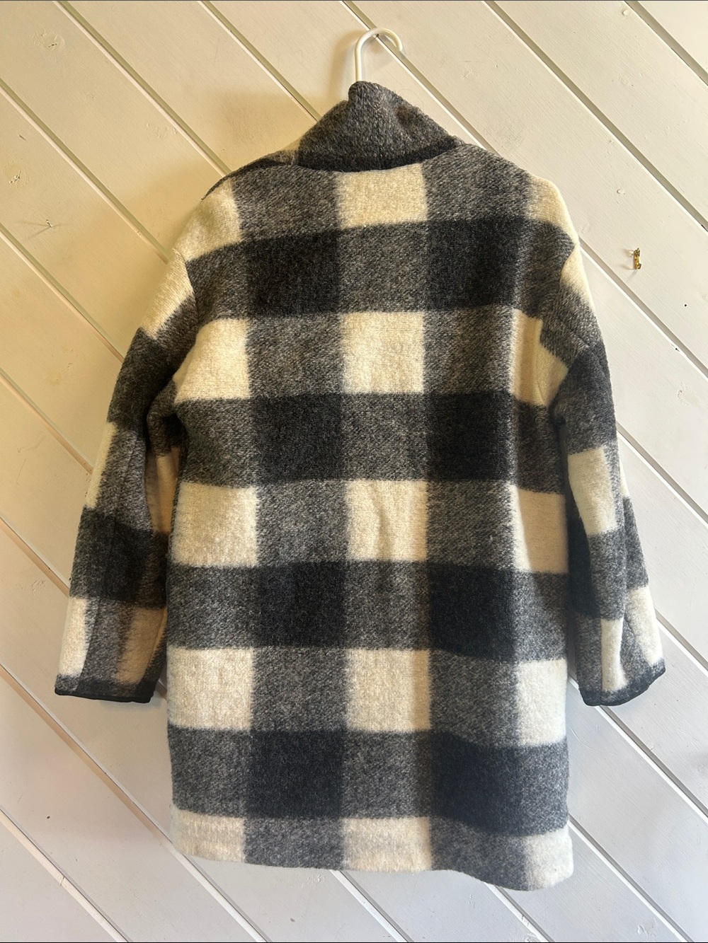WILFRED FREE Off Duty Black and Cream Checked Wool Coat - Picture 3 of 11